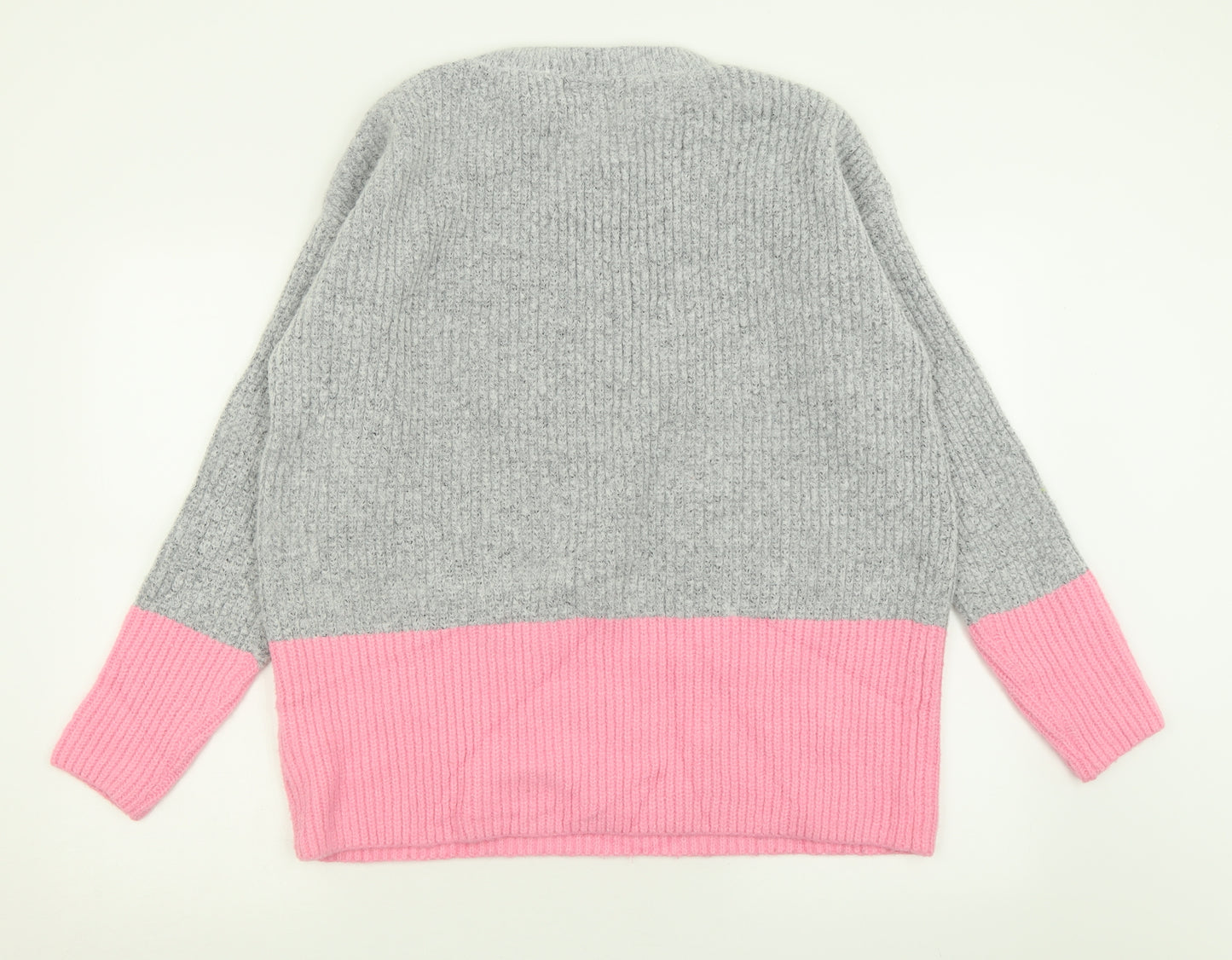 Primark Womens Grey Crew Neck  Acrylic Pullover Jumper Size L