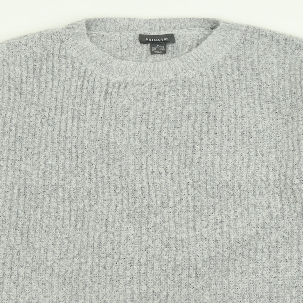 Primark Womens Grey Crew Neck  Acrylic Pullover Jumper Size L
