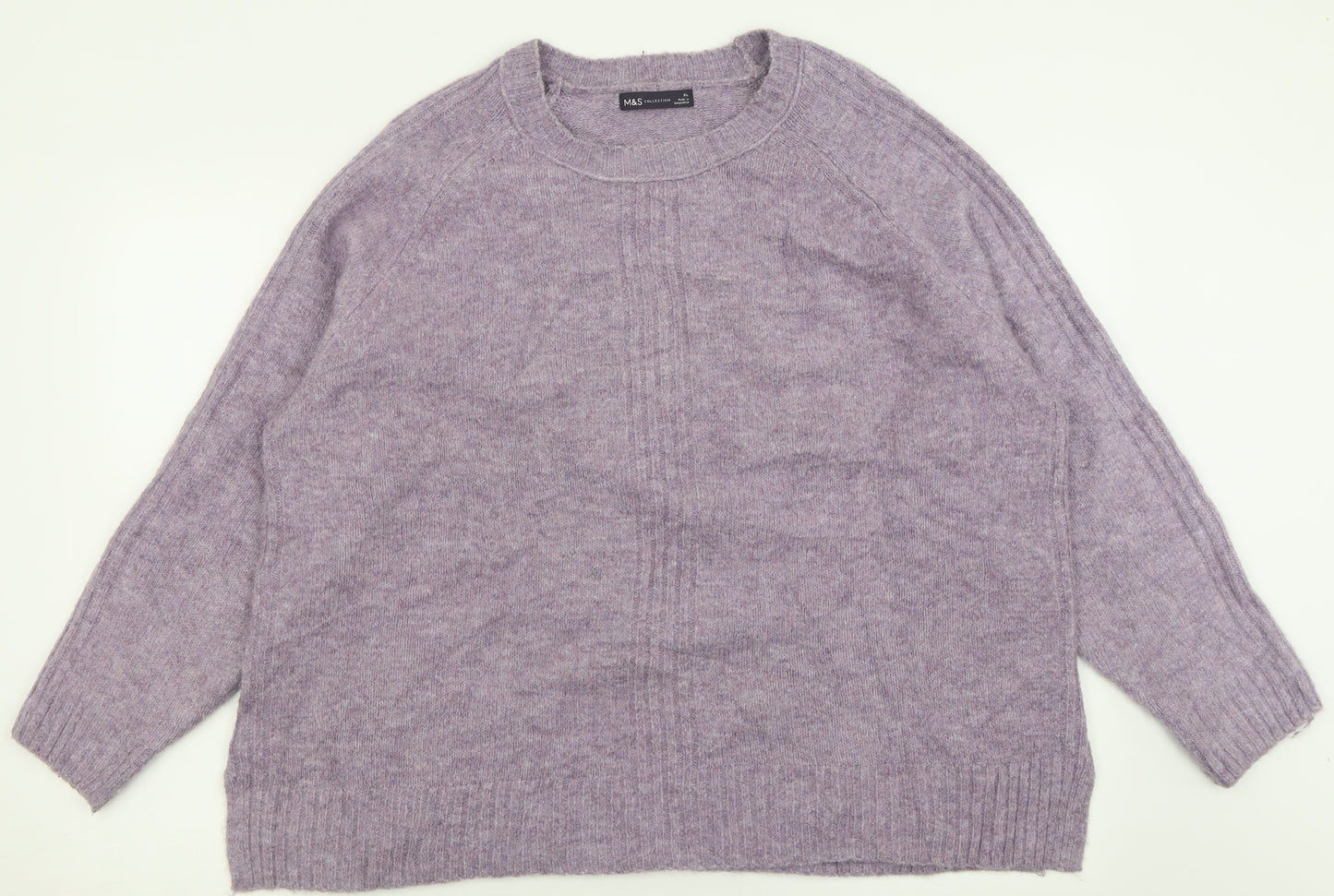 Marks and Spencer Womens Purple Crew Neck  Acrylic Pullover Jumper Size XL