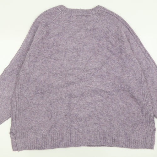Marks and Spencer Womens Purple Crew Neck  Acrylic Pullover Jumper Size XL