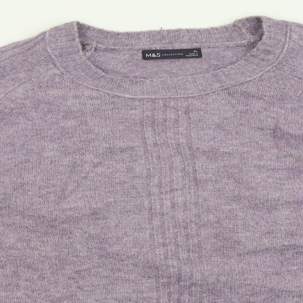 Marks and Spencer Womens Purple Crew Neck  Acrylic Pullover Jumper Size XL