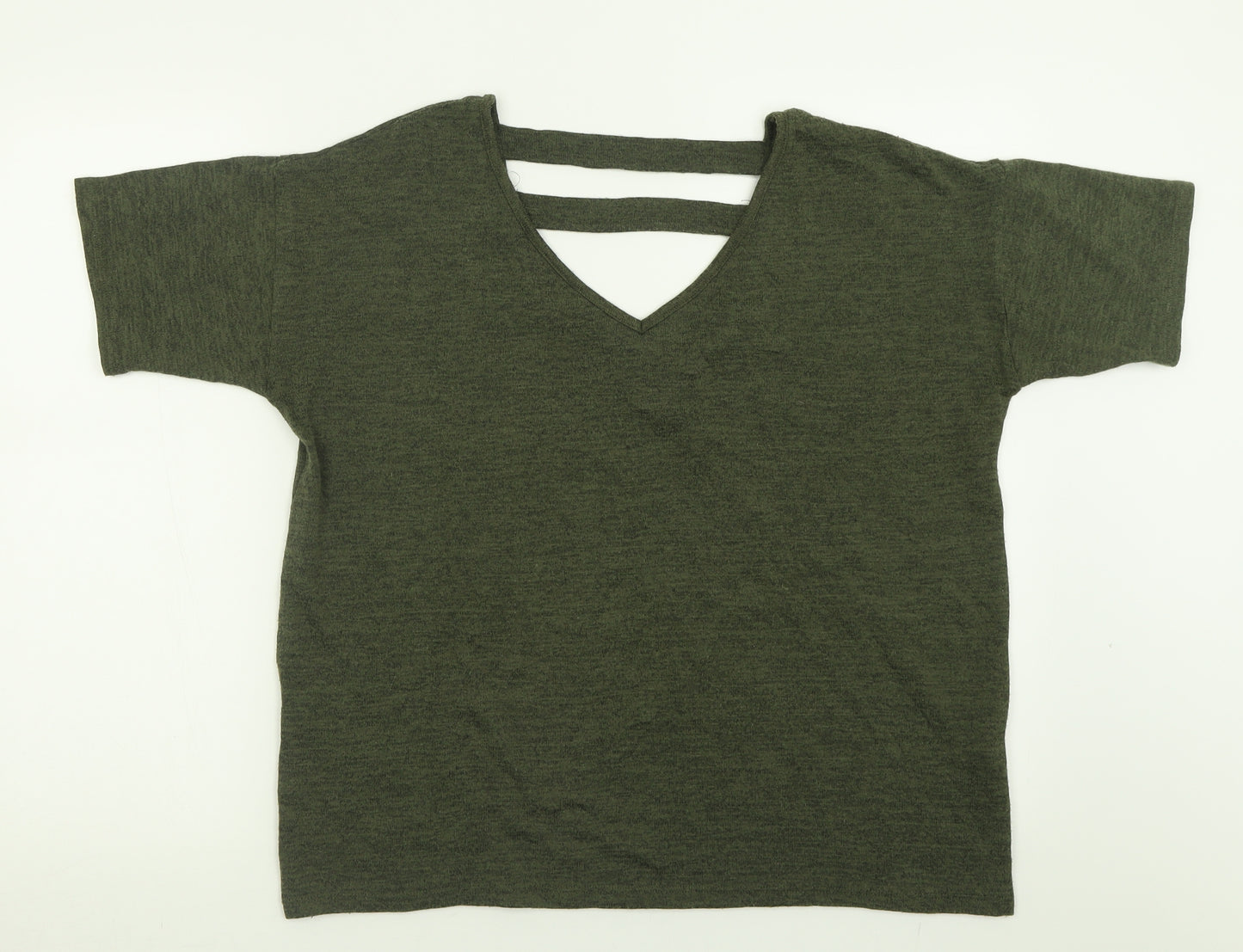 Primark Womens Green  Polyester Basic T-Shirt Size 8 Crew Neck