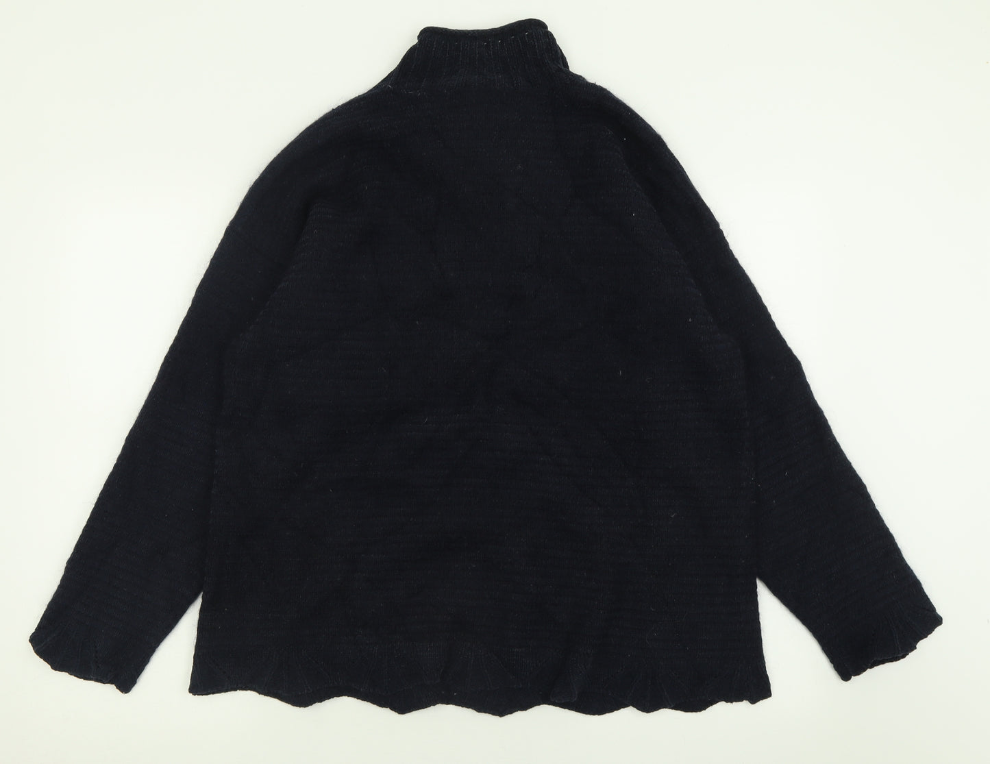 Laura Ashley Womens Blue High Neck  Acrylic Pullover Jumper Size XL