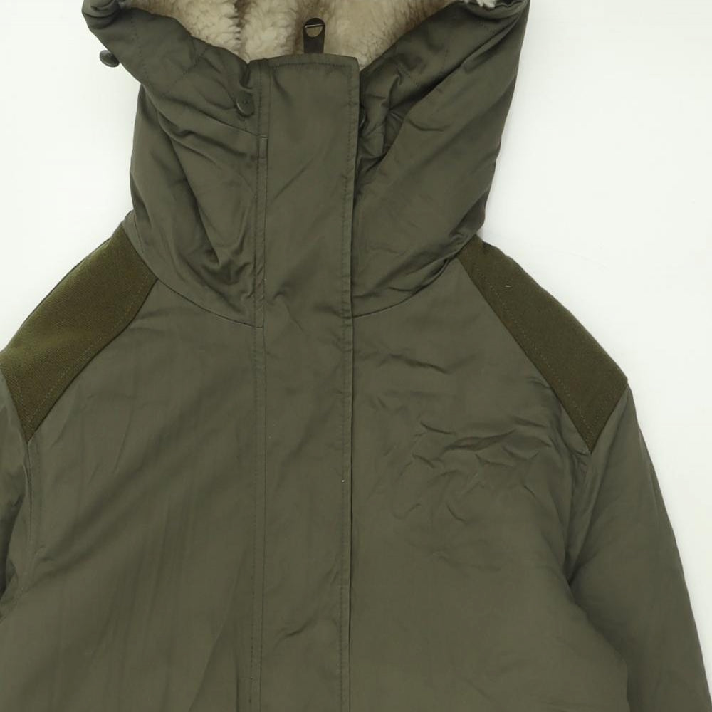 Topshop Womens Green   Anorak Coat Size 6  Zip