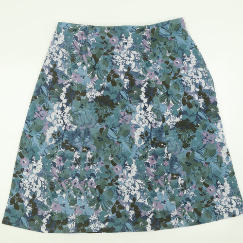 Honor Milburn Womens Blue Floral Polyester A-Line Skirt Size 18