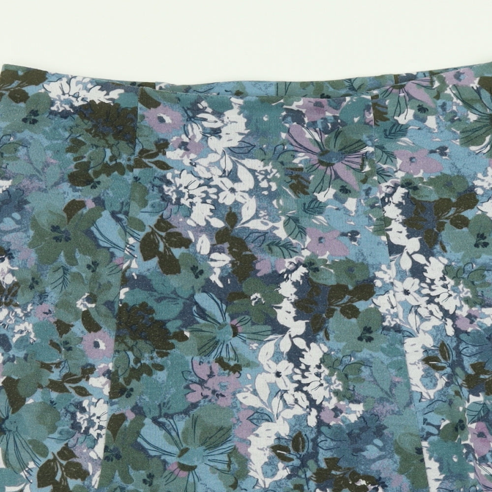 Honor Milburn Womens Blue Floral Polyester A-Line Skirt Size 18