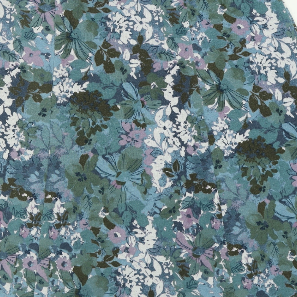 Honor Milburn Womens Blue Floral Polyester A-Line Skirt Size 18