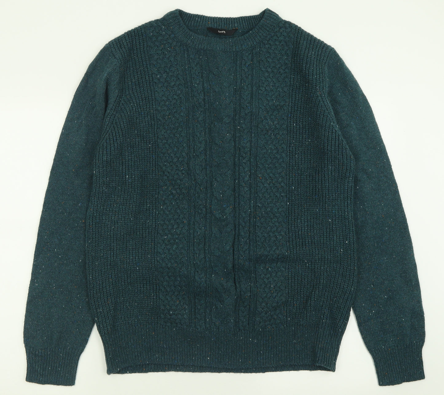 George Mens Green Crew Neck  Acrylic Pullover Jumper Size M