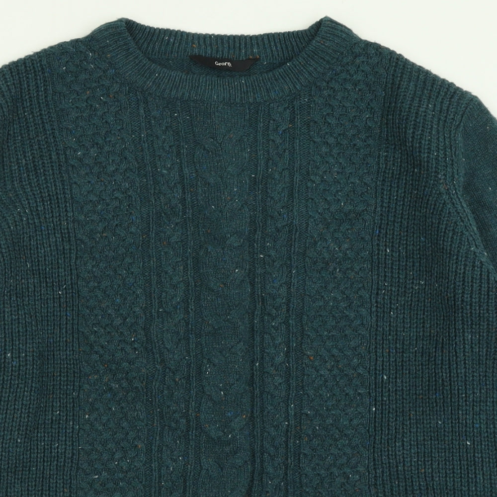 George Mens Green Crew Neck  Acrylic Pullover Jumper Size M