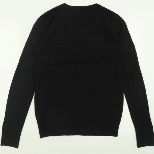Cedar Wood State Mens Black V-Neck  Acrylic Pullover Jumper Size XS