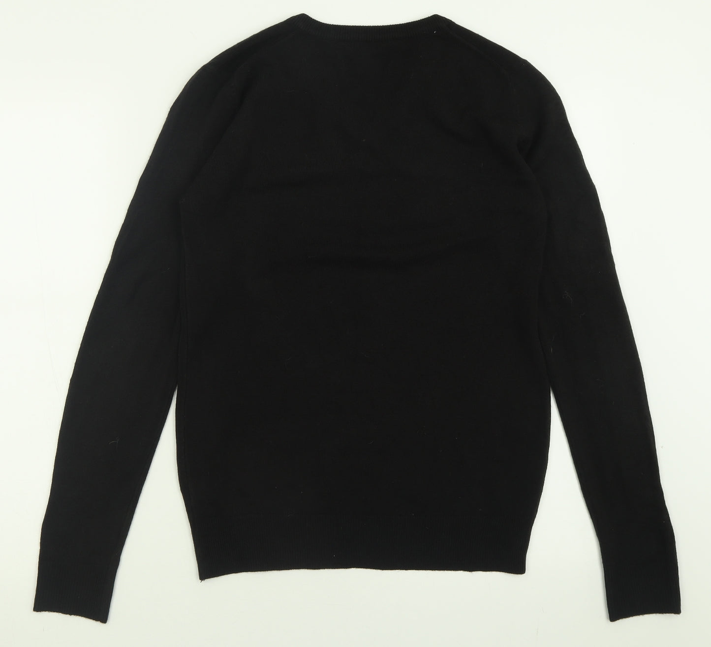 Cedar Wood State Mens Black V-Neck  Acrylic Pullover Jumper Size XS