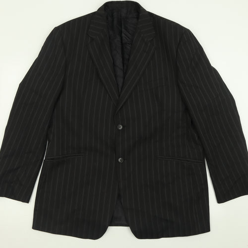 Autograph Mens Black Striped Polyacrylate Fibre Jacket Suit Jacket Size 44