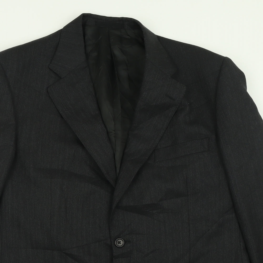 Aquascutum  Mens Black  Wool Jacket Suit Jacket Size 42