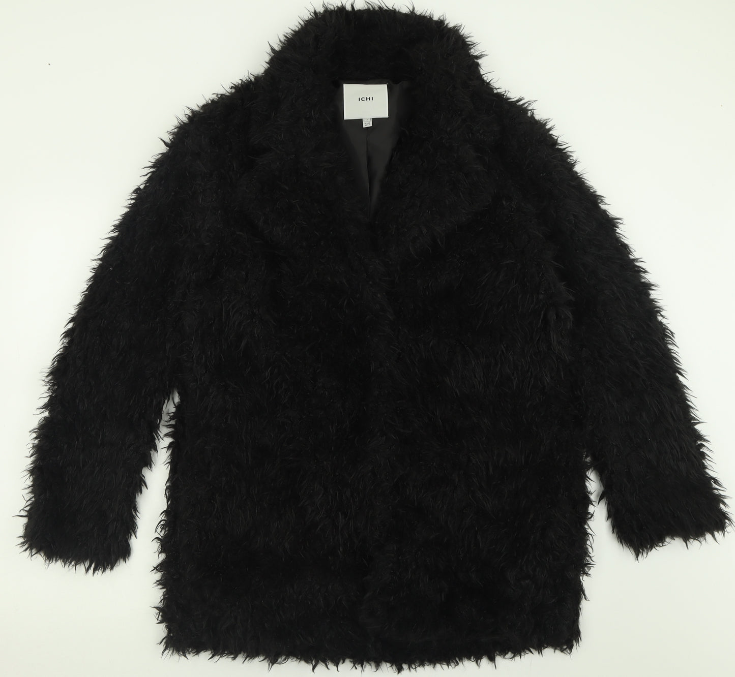 ICHI Womens Black   Overcoat Coat Size L  Button