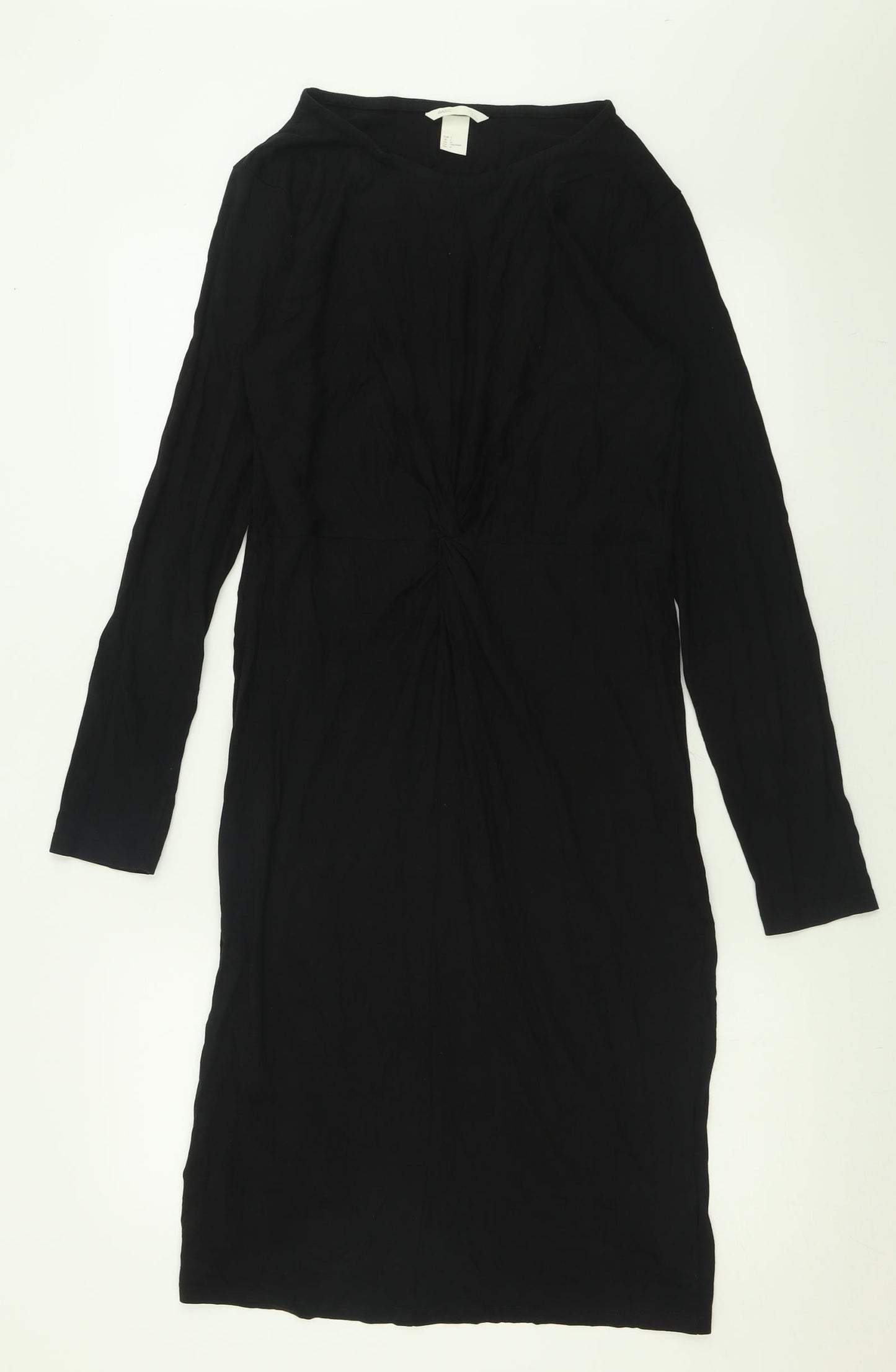 H&M Womens Black  Viscose A-Line  Size L  Crew Neck Pullover