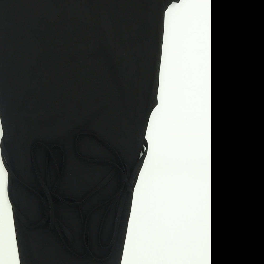 SheIn Womens Black  Cotton Bodysuit One-Piece Size S  Button