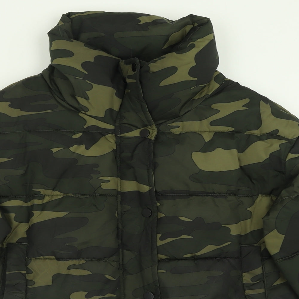 Primark Womens Green Camouflage  Puffer Jacket Jacket Size S  Zip