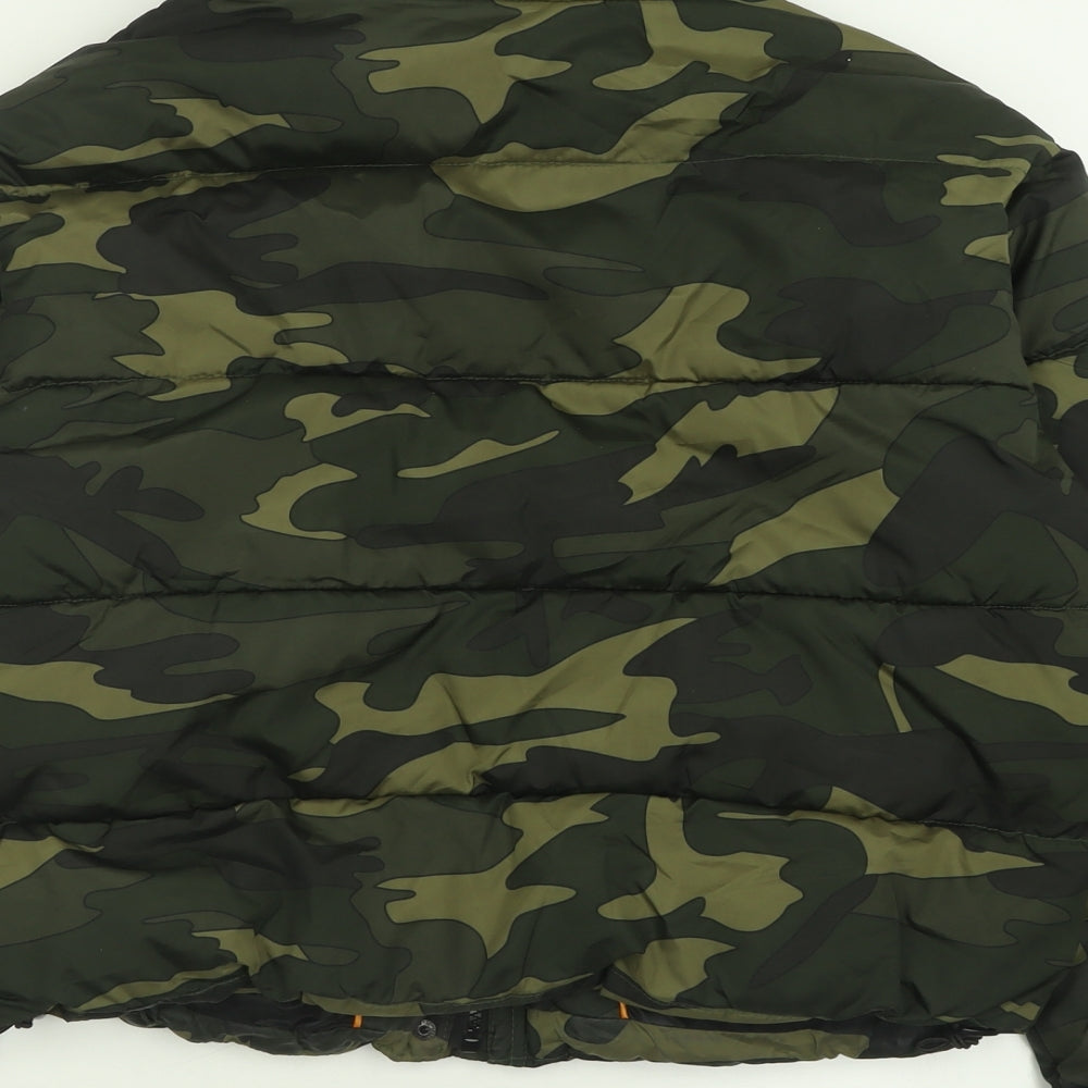 Primark Womens Green Camouflage  Puffer Jacket Jacket Size S  Zip
