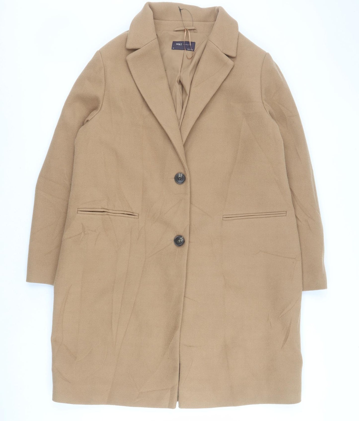 Marks and Spencer Womens Brown   Overcoat Coat Size 18  Button