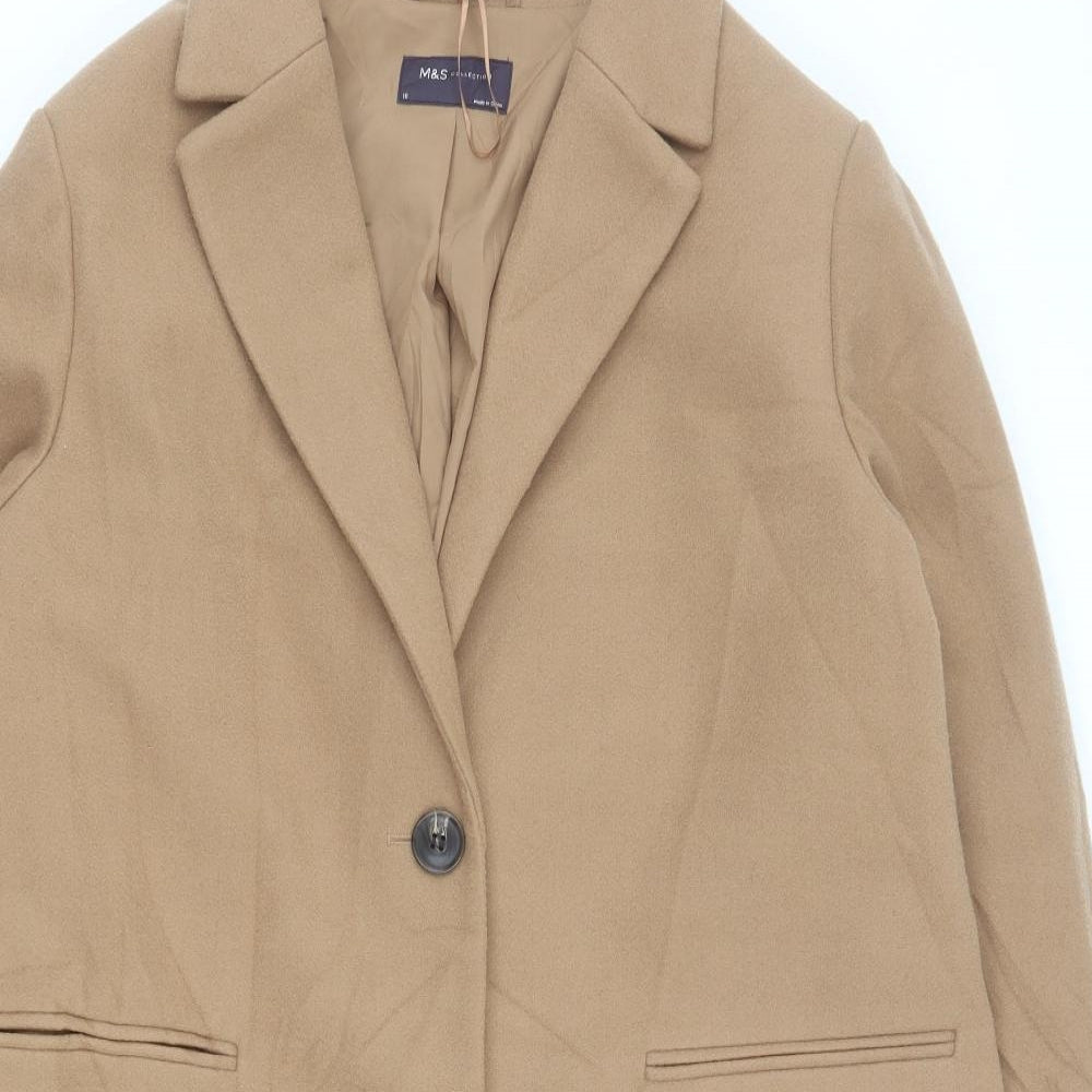 Marks and Spencer Womens Brown   Overcoat Coat Size 18  Button
