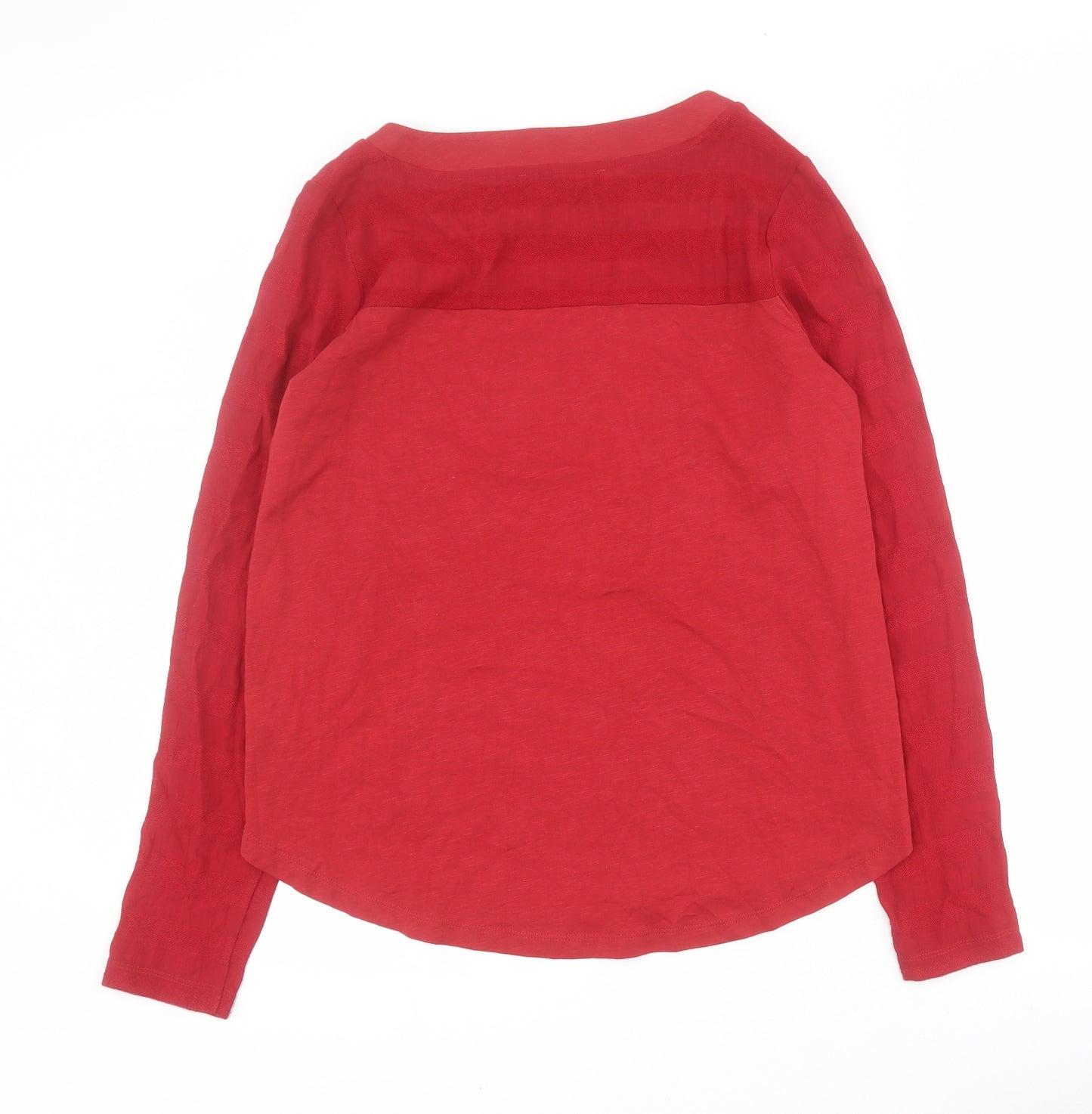 NEXT Womens Red Striped Viscose Basic T-Shirt Size 12 Round Neck
