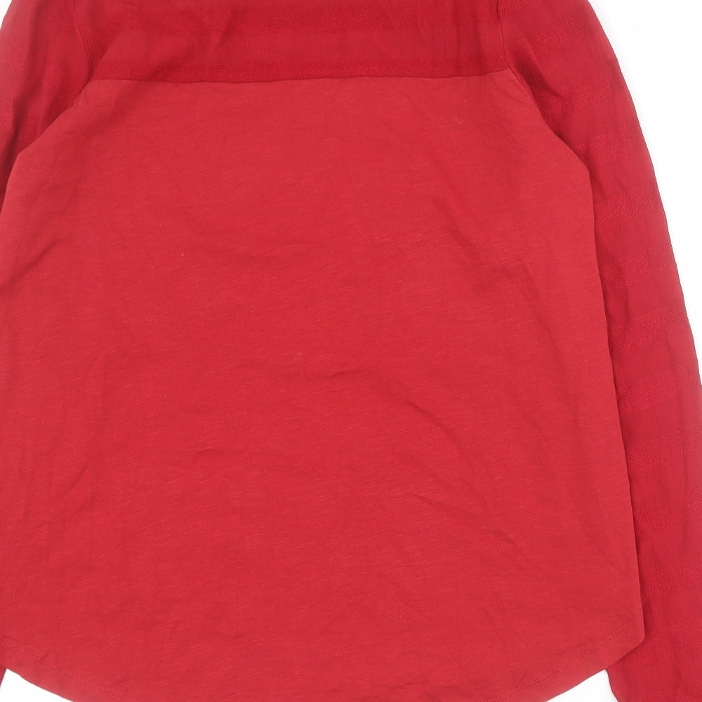 NEXT Womens Red Striped Viscose Basic T-Shirt Size 12 Round Neck