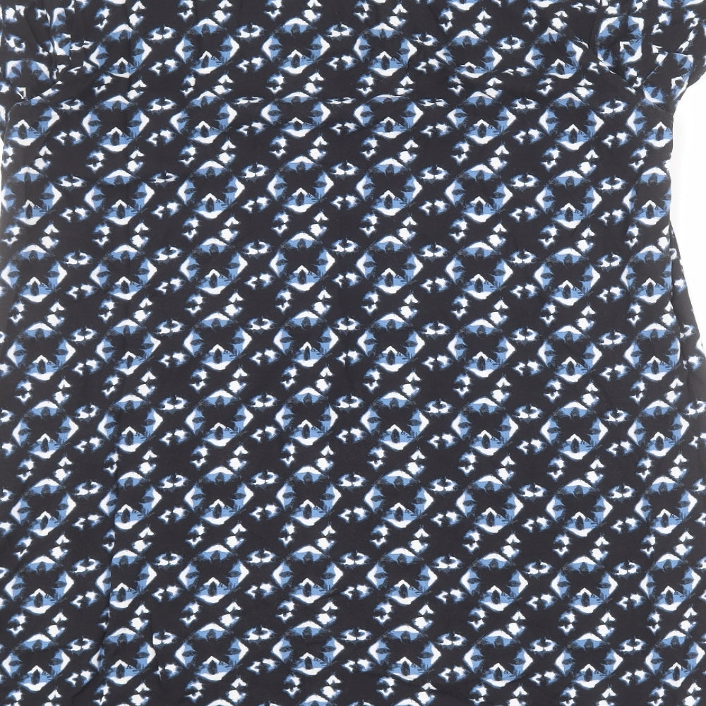 H&M Womens Blue Geometric Viscose T-Shirt Dress  Size S  V-Neck Pullover