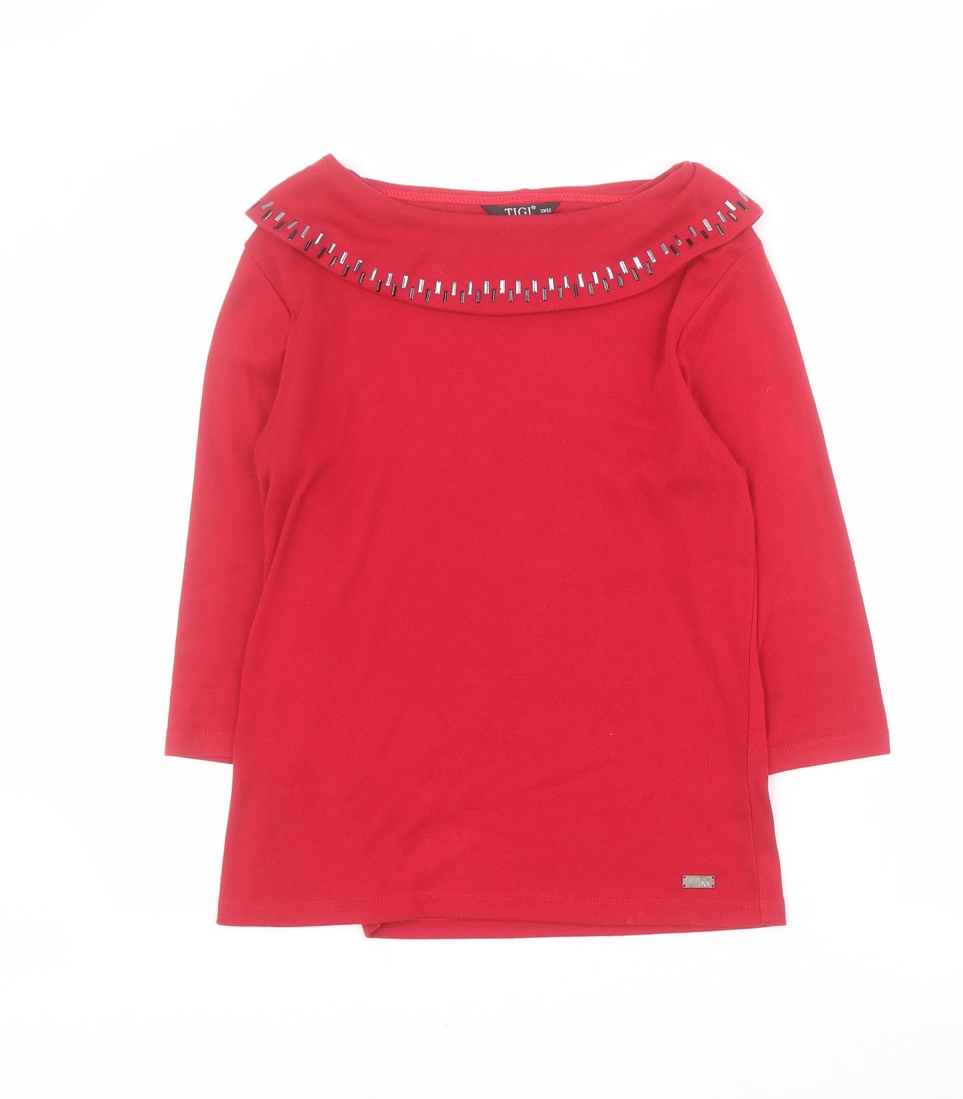 Tigi Womens Red Round Neck  Polyester Pullover Jumper Size 10   - 10 / 12