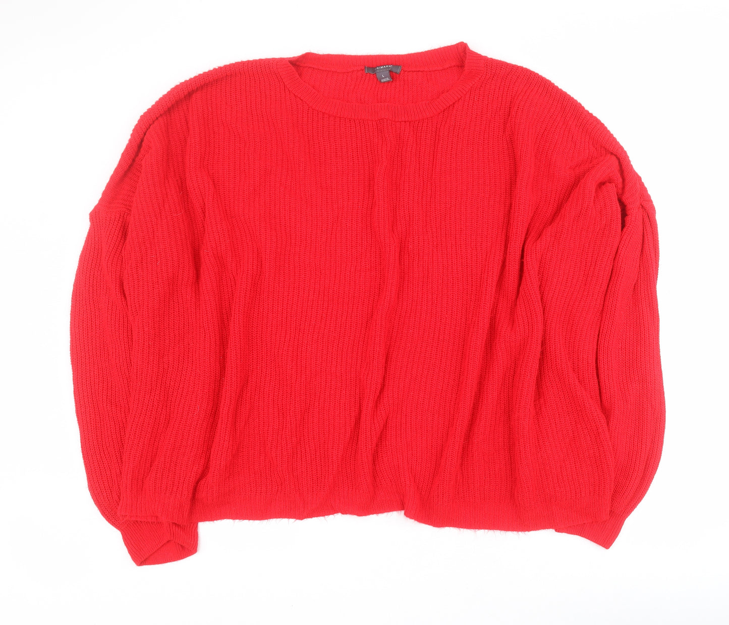 Primark Womens Red Round Neck  Acrylic Pullover Jumper Size L