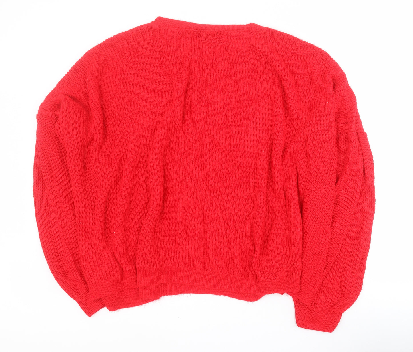 Primark Womens Red Round Neck  Acrylic Pullover Jumper Size L