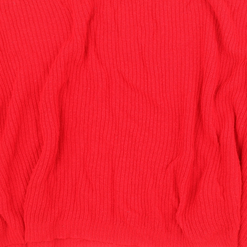 Primark Womens Red Round Neck  Acrylic Pullover Jumper Size L