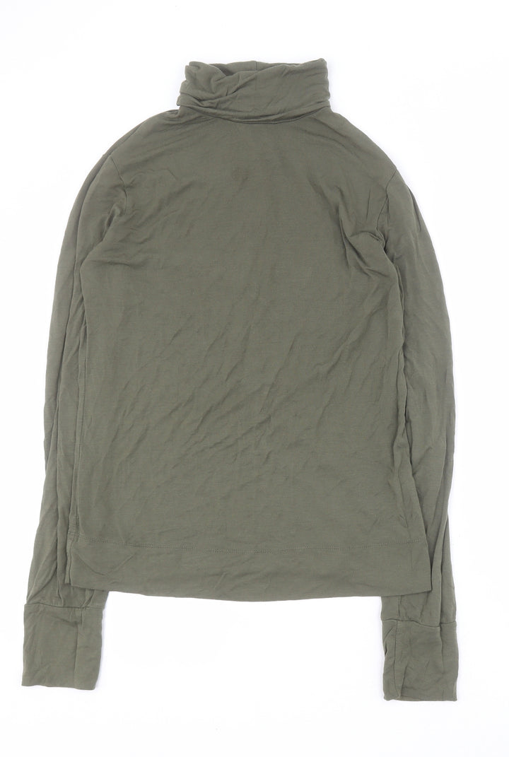 Mexx Womens Green Viscose Basic T-Shirt Size L Roll Neck