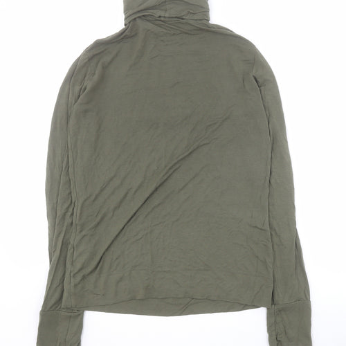 Mexx Womens Green  Viscose Basic T-Shirt Size L Roll Neck