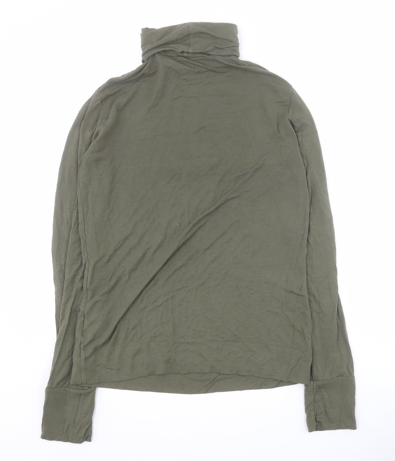 Mexx Womens Green  Viscose Basic T-Shirt Size L Roll Neck