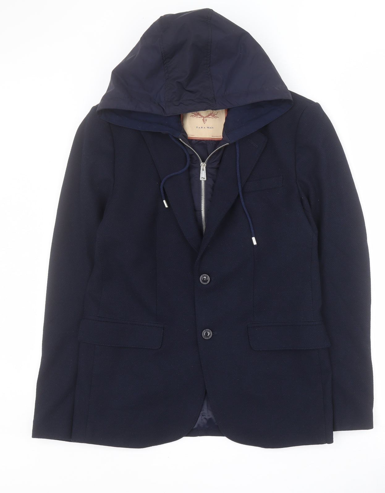 Zara Mens Blue   Jacket Coat Size M  Zip