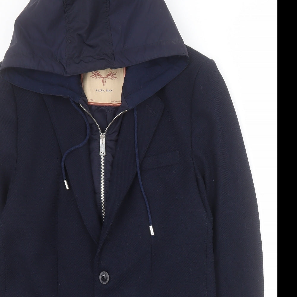 Zara Mens Blue   Jacket Coat Size M  Zip