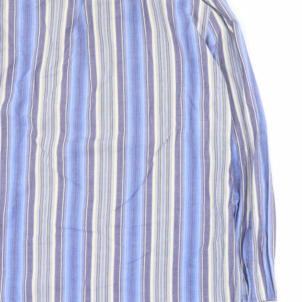2 Die 4 Mens Blue Striped Cotton  Button-Up Size L Collared Button