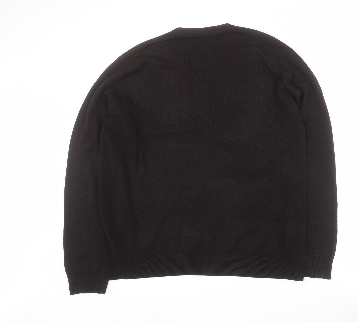Marks and Spencer Mens Black V-Neck  Acrylic Pullover Jumper Size XL