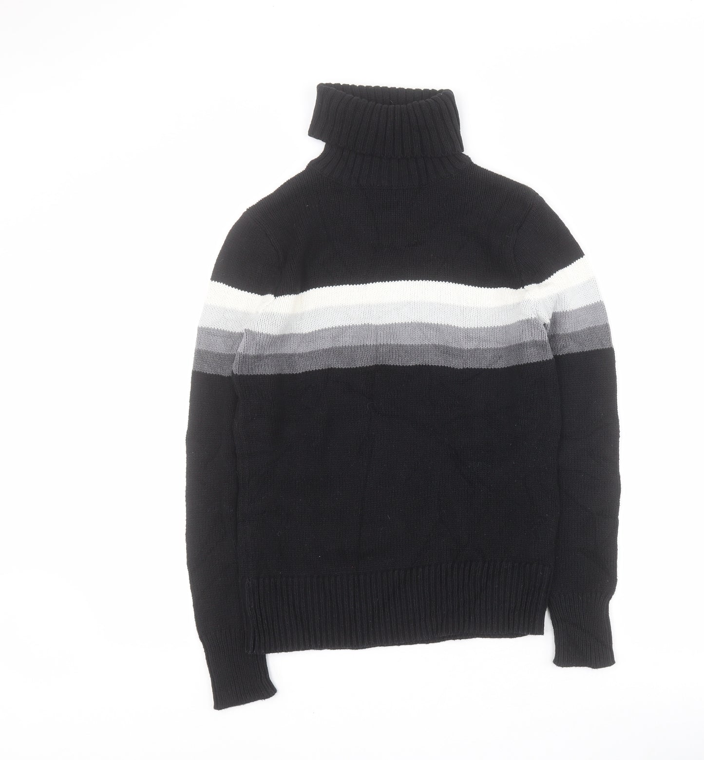Gap Womens Black Roll Neck Striped Cotton Pullover Jumper Size S
