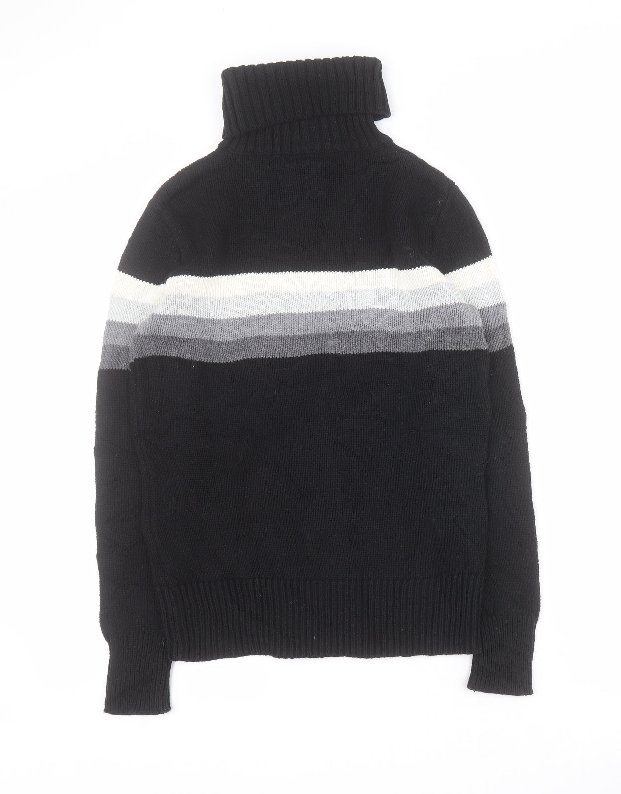 Gap Womens Black Roll Neck Striped Cotton Pullover Jumper Size S