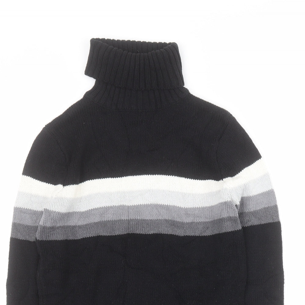 Gap Womens Black Roll Neck Striped Cotton Pullover Jumper Size S