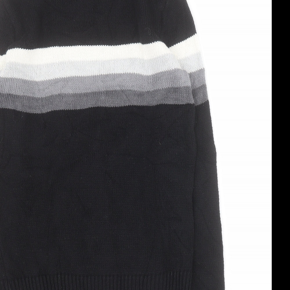 Gap Womens Black Roll Neck Striped Cotton Pullover Jumper Size S
