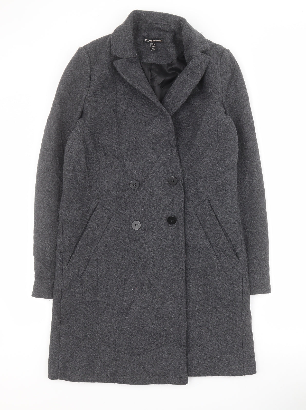 TRF Mens Grey   Overcoat Coat Size XS  Button