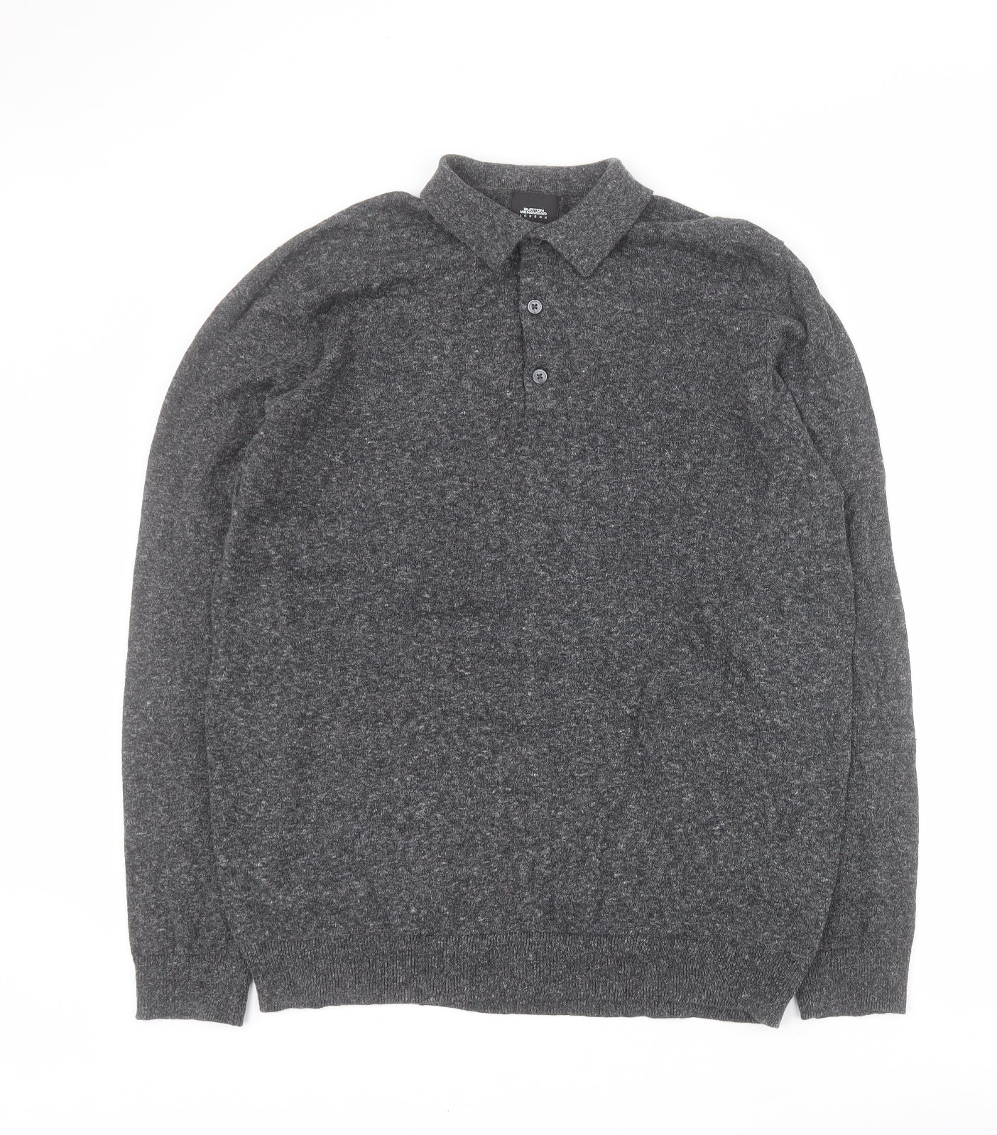 Burton Mens Grey  Cotton  Polo Size L Collared Button