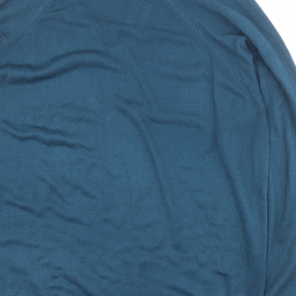 Essentials Mens Blue V-Neck  Acrylic Pullover Jumper Size L