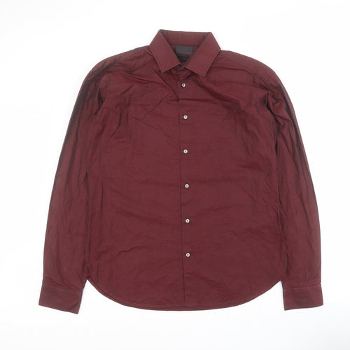 Ventuno Mens Red  Cotton  Button-Up Size S Collared Button