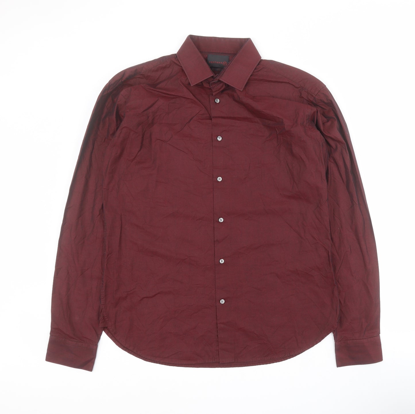 Ventuno Mens Red  Cotton  Button-Up Size S Collared Button