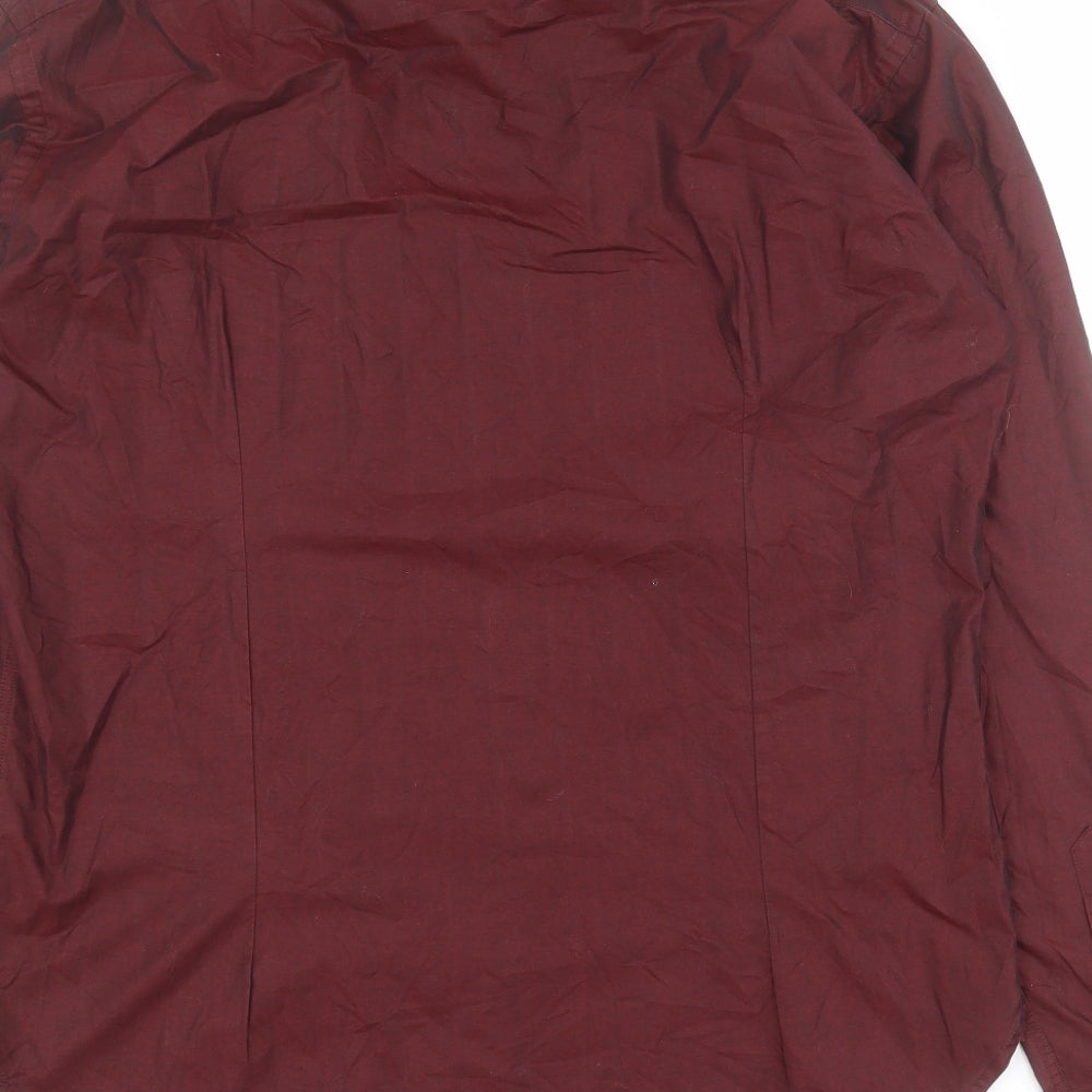 Ventuno Mens Red  Cotton  Button-Up Size S Collared Button