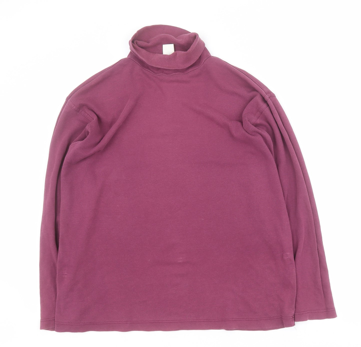 Cotton Clun Womens Purple  100% Cotton Basic T-Shirt Size M Roll Neck