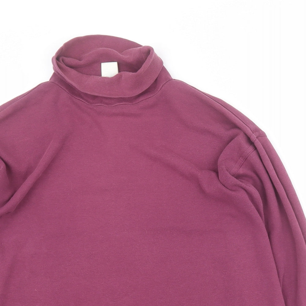 Cotton Clun Womens Purple  100% Cotton Basic T-Shirt Size M Roll Neck